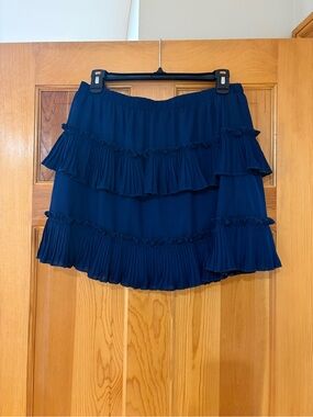 TCEC Navy Ruffled Tiered Mini Skirt